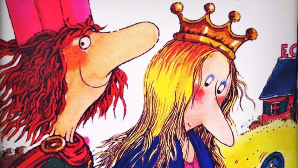 Le prince et la princesse de Motordu devant l'école